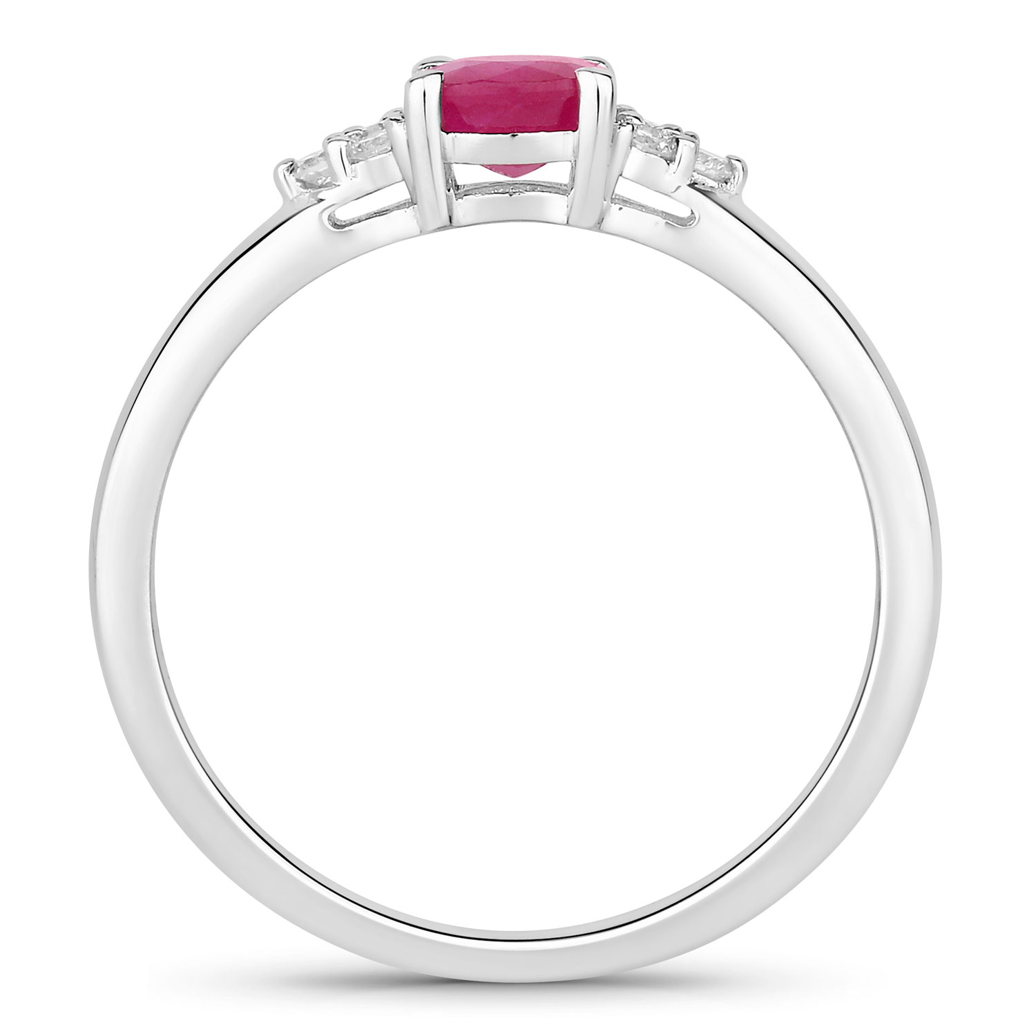 0.64 Carat Genuine Mozambique Ruby and Lab Grown Diamond .925 Sterling Silver Ring 0.64 C.T.W Sterling Silver - view 4