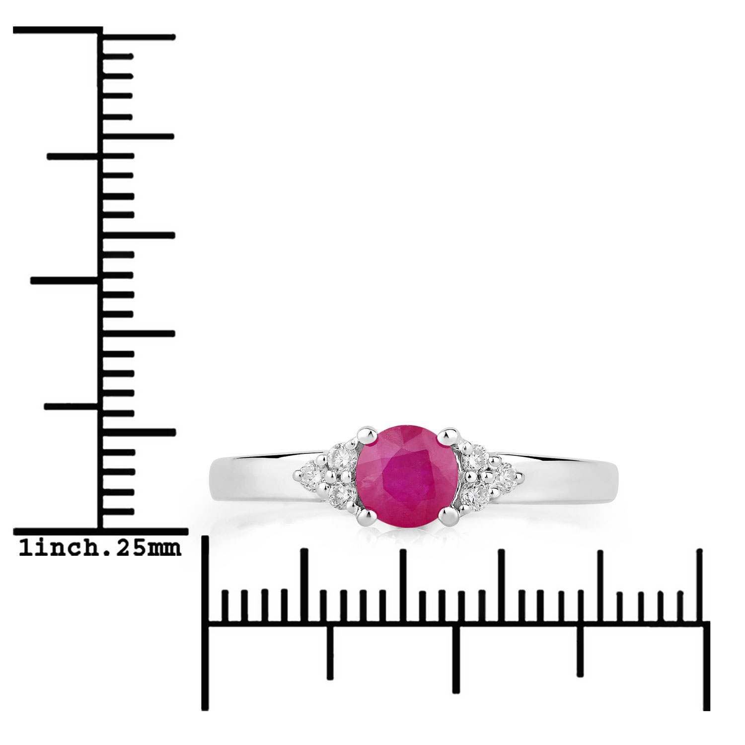 0.64 Carat Genuine Mozambique Ruby and Lab Grown Diamond .925 Sterling Silver Ring 0.64 C.T.W Sterling Silver - view 3