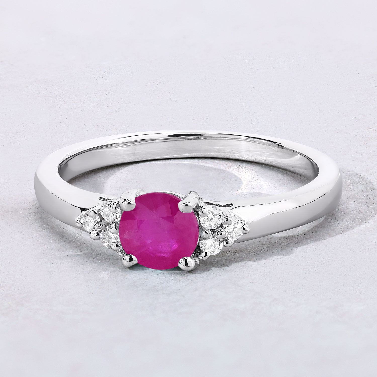 0.64 Carat Genuine Mozambique Ruby and Lab Grown Diamond .925 Sterling Silver Ring 0.64 C.T.W Sterling Silver - view 2