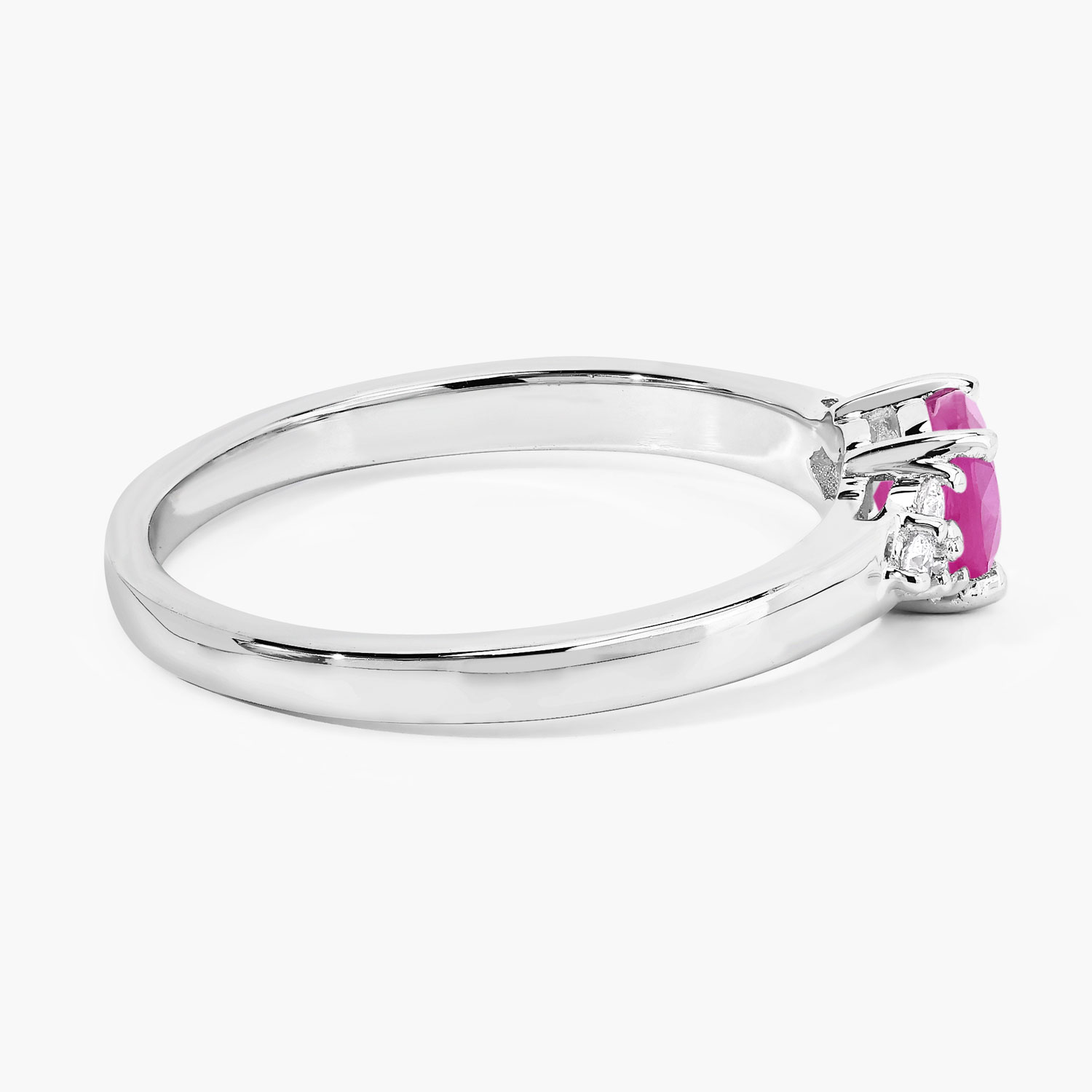 0.64 Carat Genuine Mozambique Ruby and Lab Grown Diamond .925 Sterling Silver Ring 0.64 C.T.W Sterling Silver - view 5