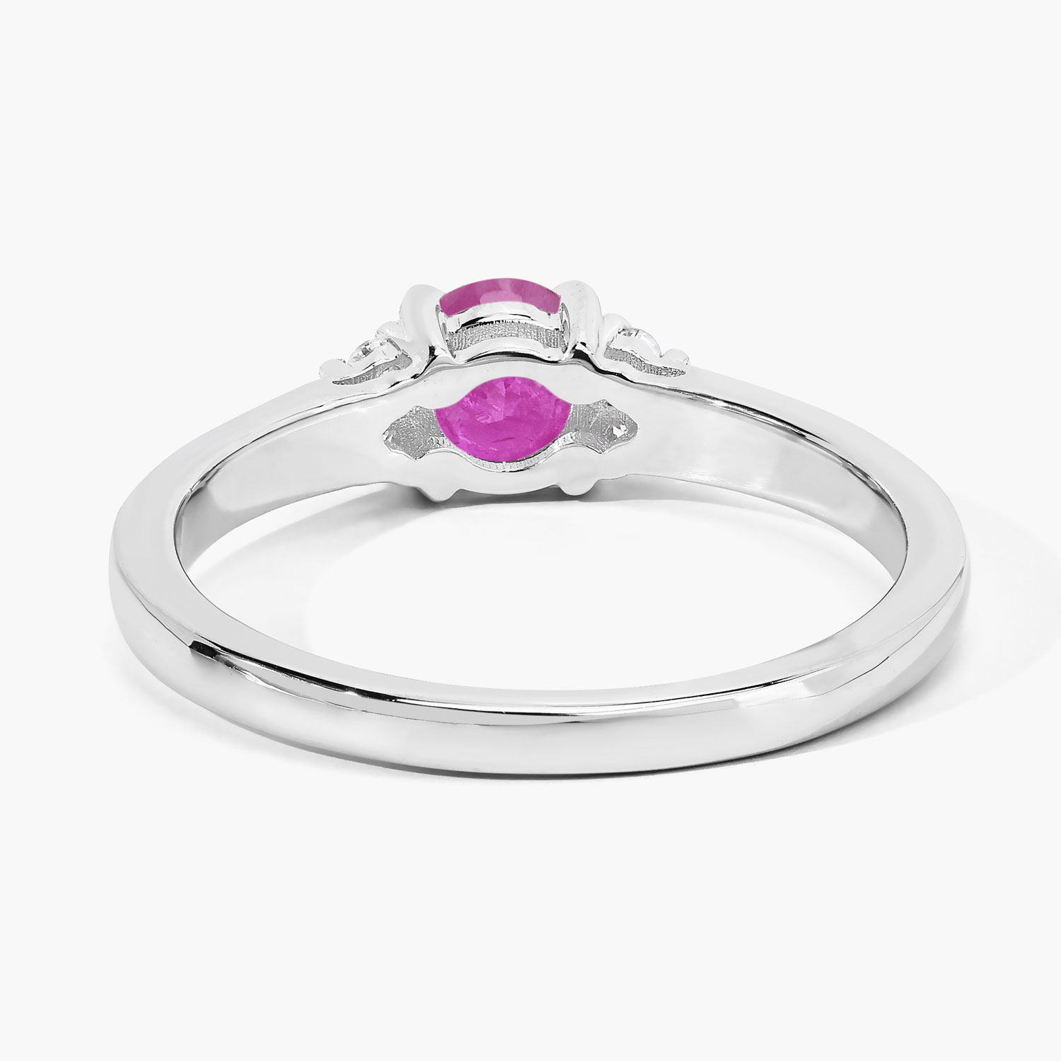 0.64 Carat Genuine Mozambique Ruby and Lab Grown Diamond .925 Sterling Silver Ring 0.64 C.T.W Sterling Silver - view 6