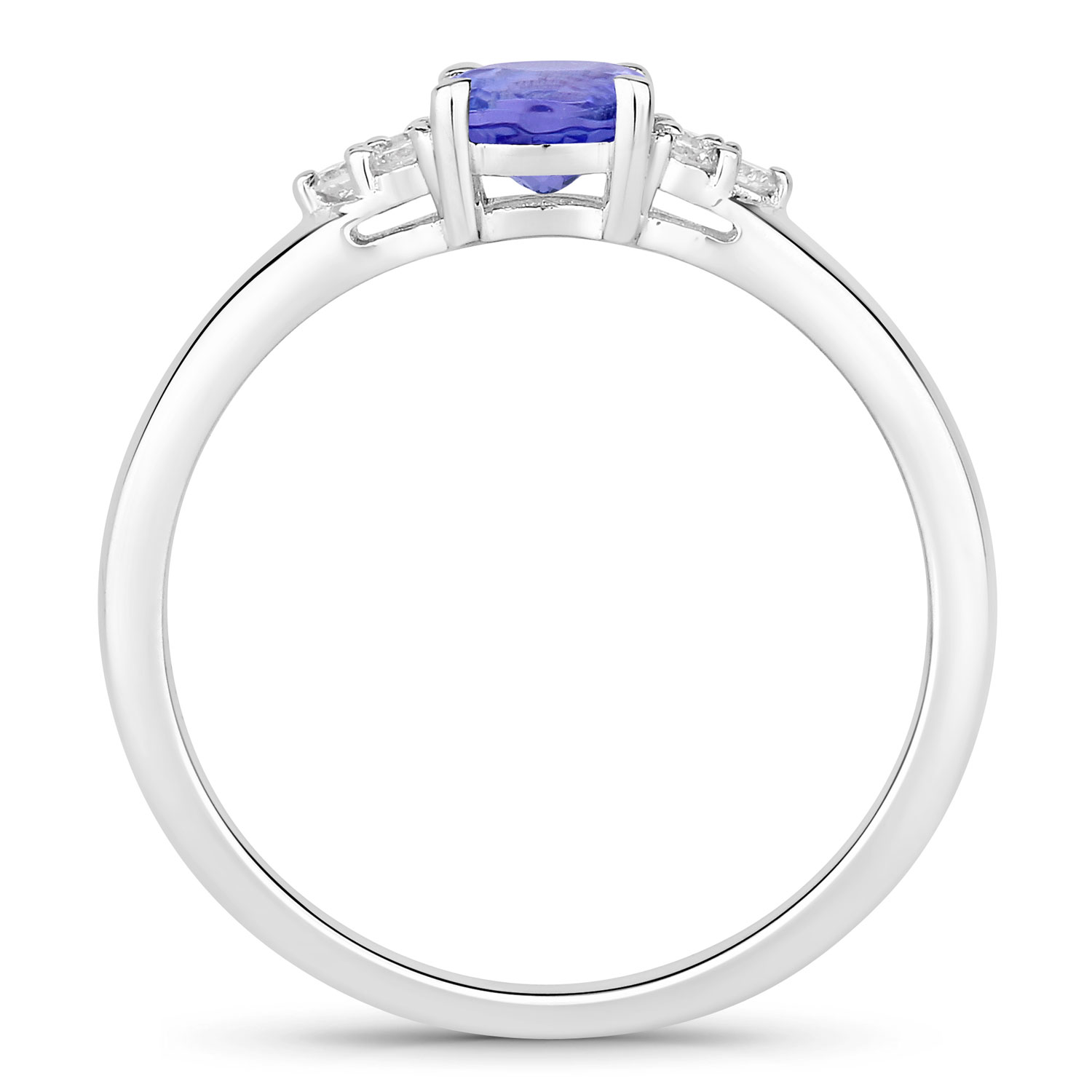 0.56 Carat Genuine Tanzanite and Lab Grown Diamond .925 Sterling Silver Ring 0.56 C.T.W Sterling Silver - view 3