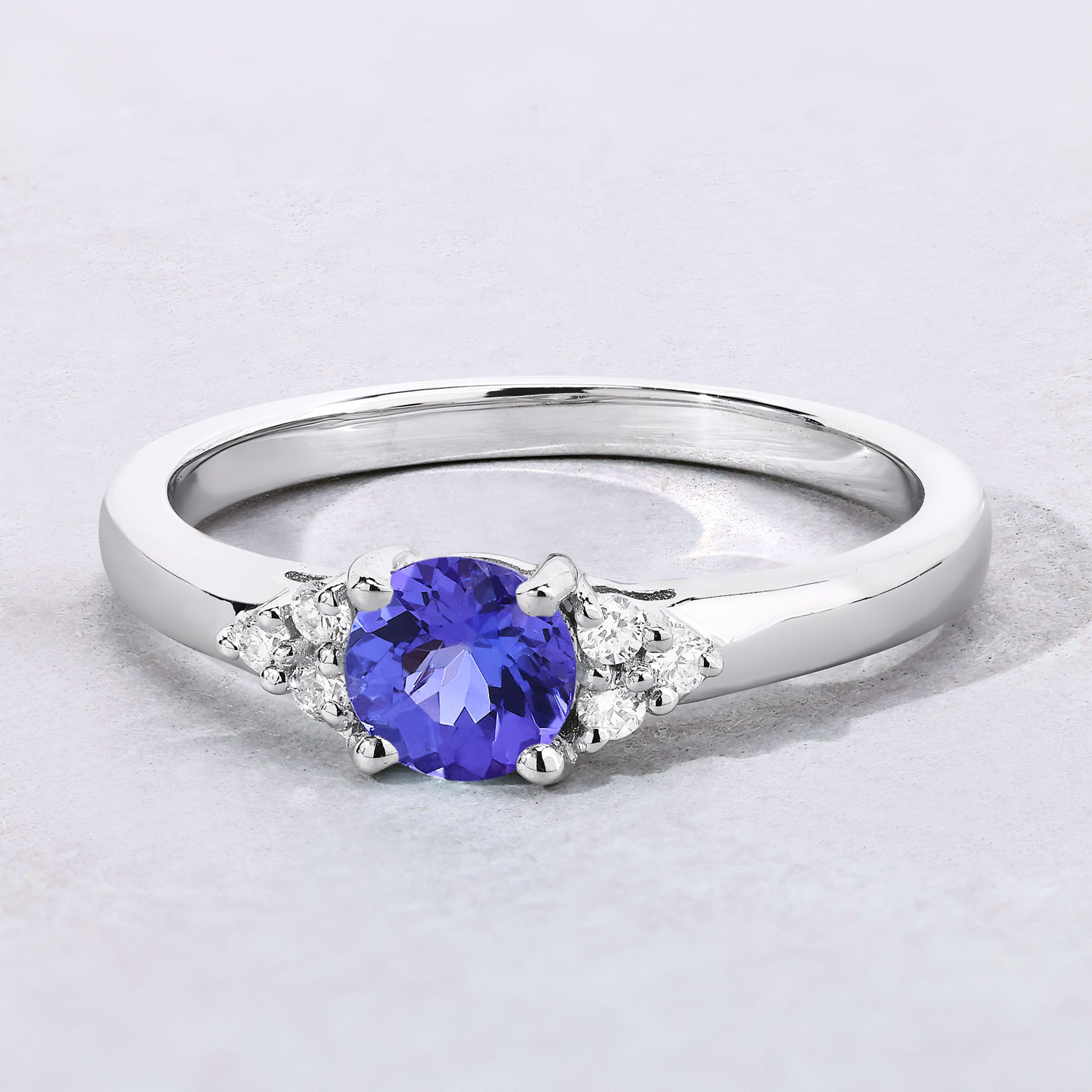 0.56 Carat Genuine Tanzanite and Lab Grown Diamond .925 Sterling Silver Ring 0.56 C.T.W Sterling Silver - view 5