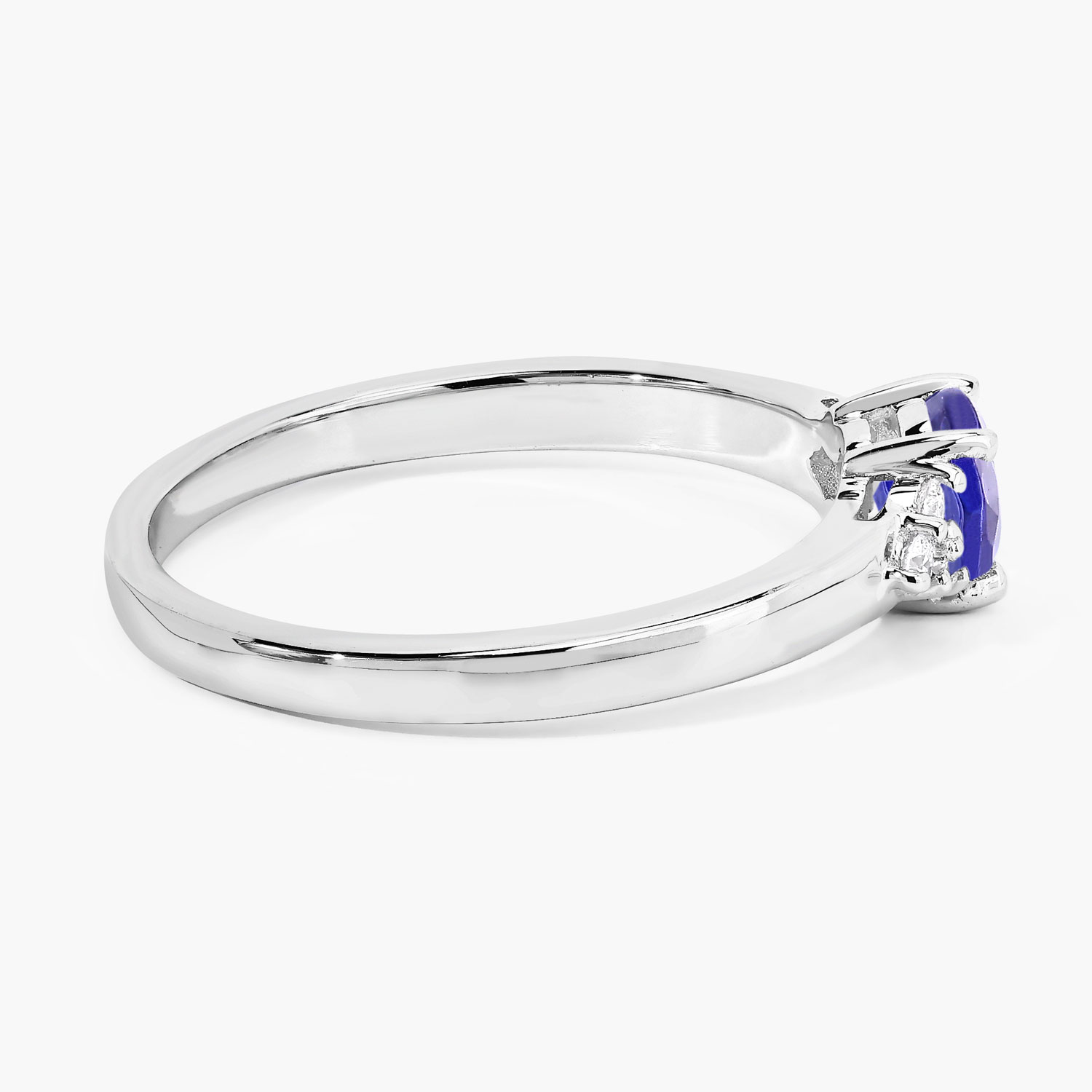 0.56 Carat Genuine Tanzanite and Lab Grown Diamond .925 Sterling Silver Ring 0.56 C.T.W Sterling Silver - view 2