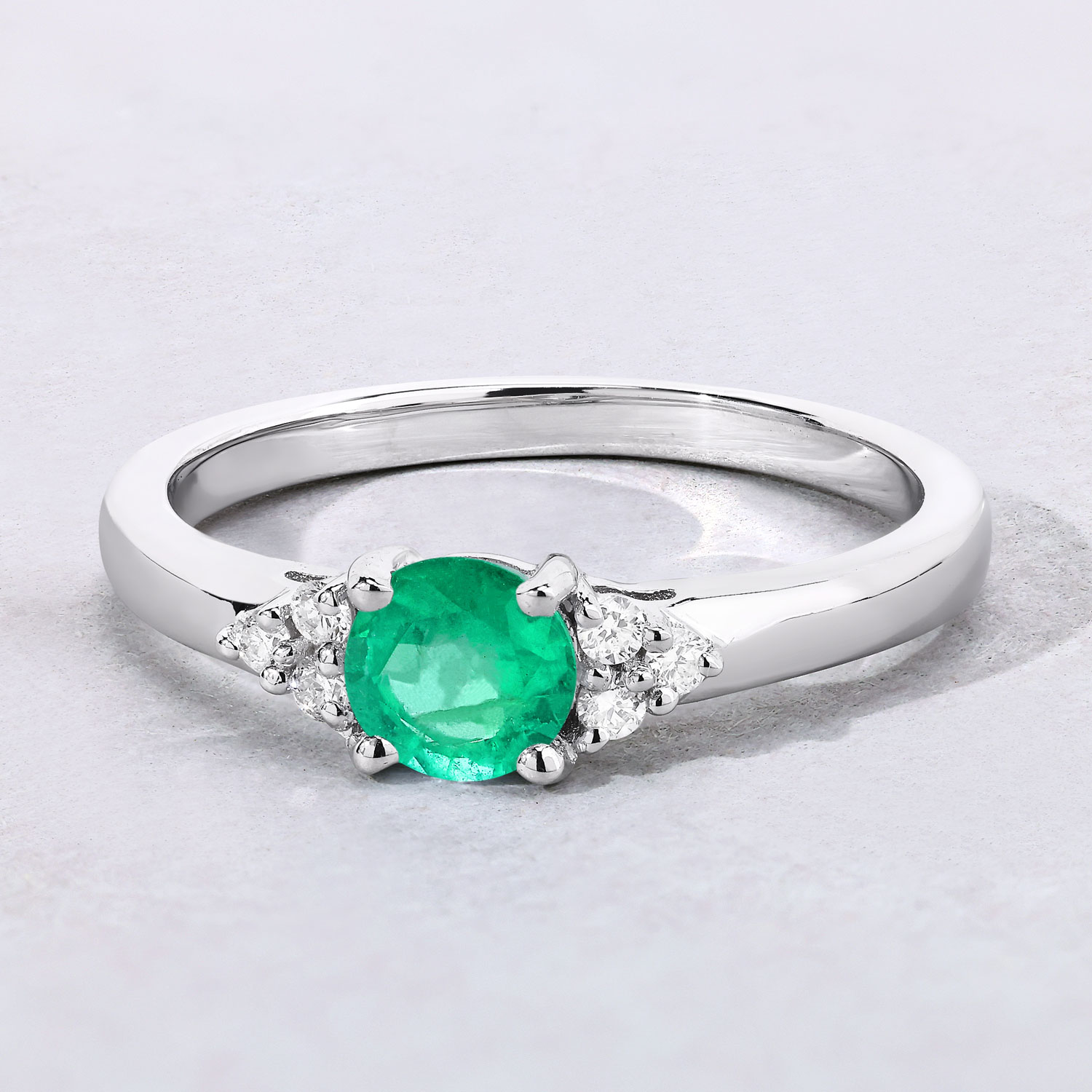 0.51 Carat Genuine Zambian Emerald and Lab Grown Diamond .925 Sterling Silver Ring 0.51 C.T.W Sterling Silver - view 5