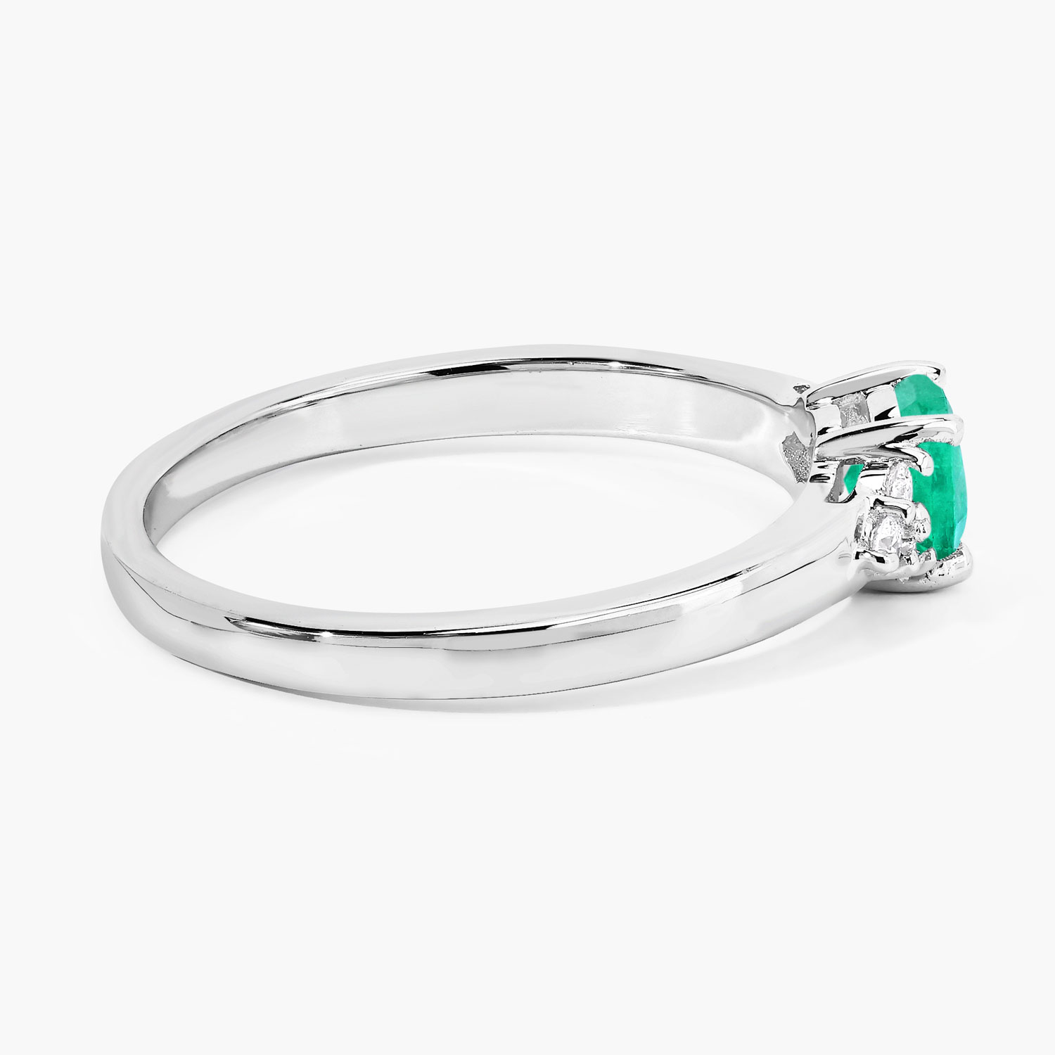 0.51 Carat Genuine Zambian Emerald and Lab Grown Diamond .925 Sterling Silver Ring 0.51 C.T.W Sterling Silver - view 4