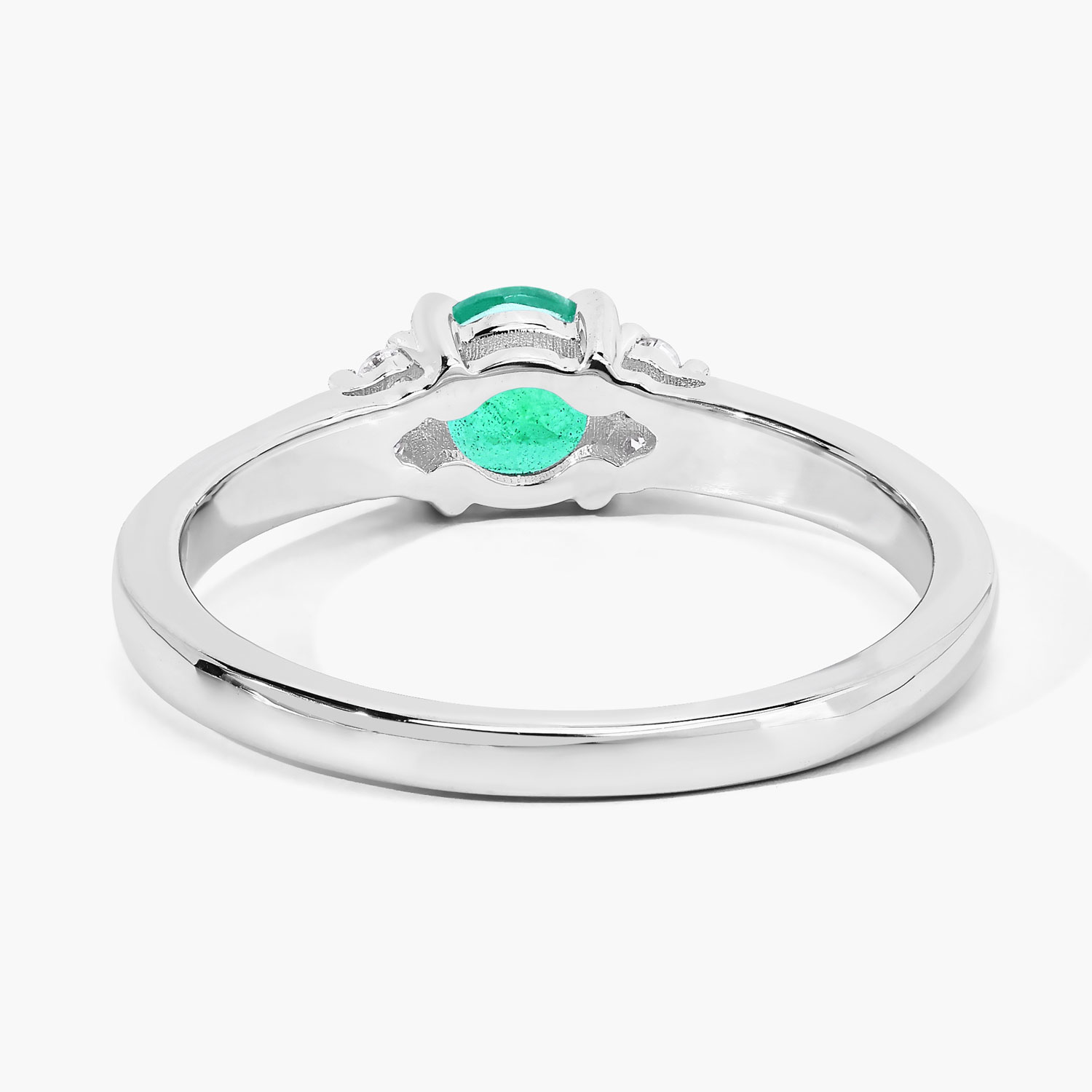 0.51 Carat Genuine Zambian Emerald and Lab Grown Diamond .925 Sterling Silver Ring 0.51 C.T.W Sterling Silver - view 3