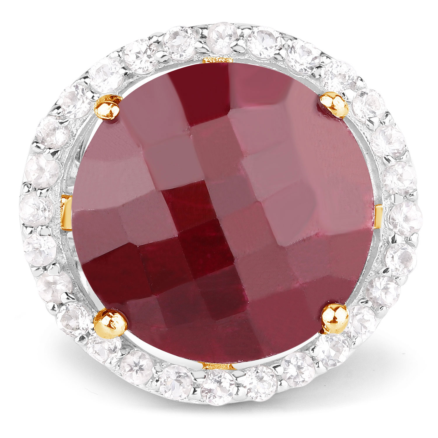 13.10 Carat Dyed Ruby and White Topaz .925 Sterling Silver Ring 13.10 C.T.W Sterling Silver - view 3