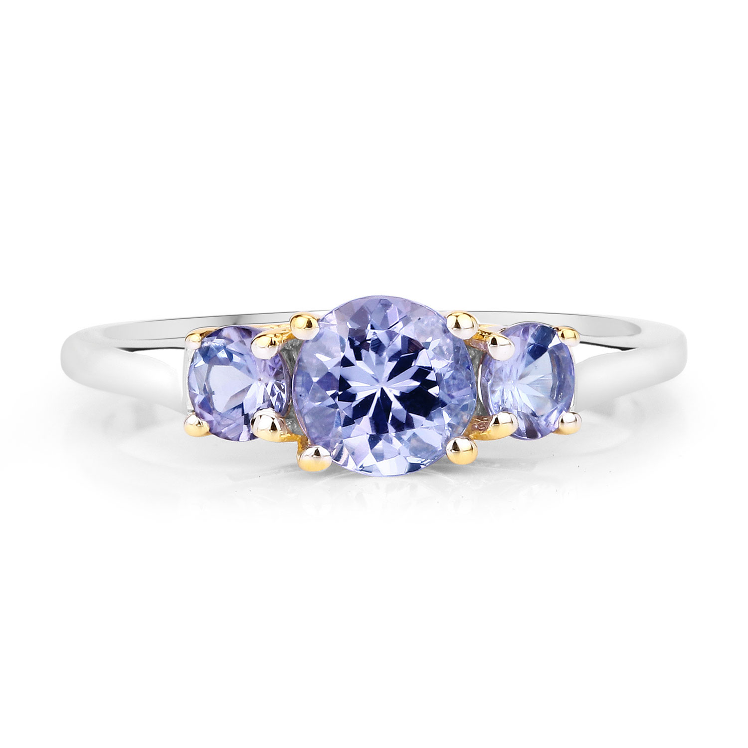 Two Tone Plated 1.07 Carat Genuine Tanzanite .925 Sterling Silver Ring Unknown Friendly Weight Sterling Silver - view 2