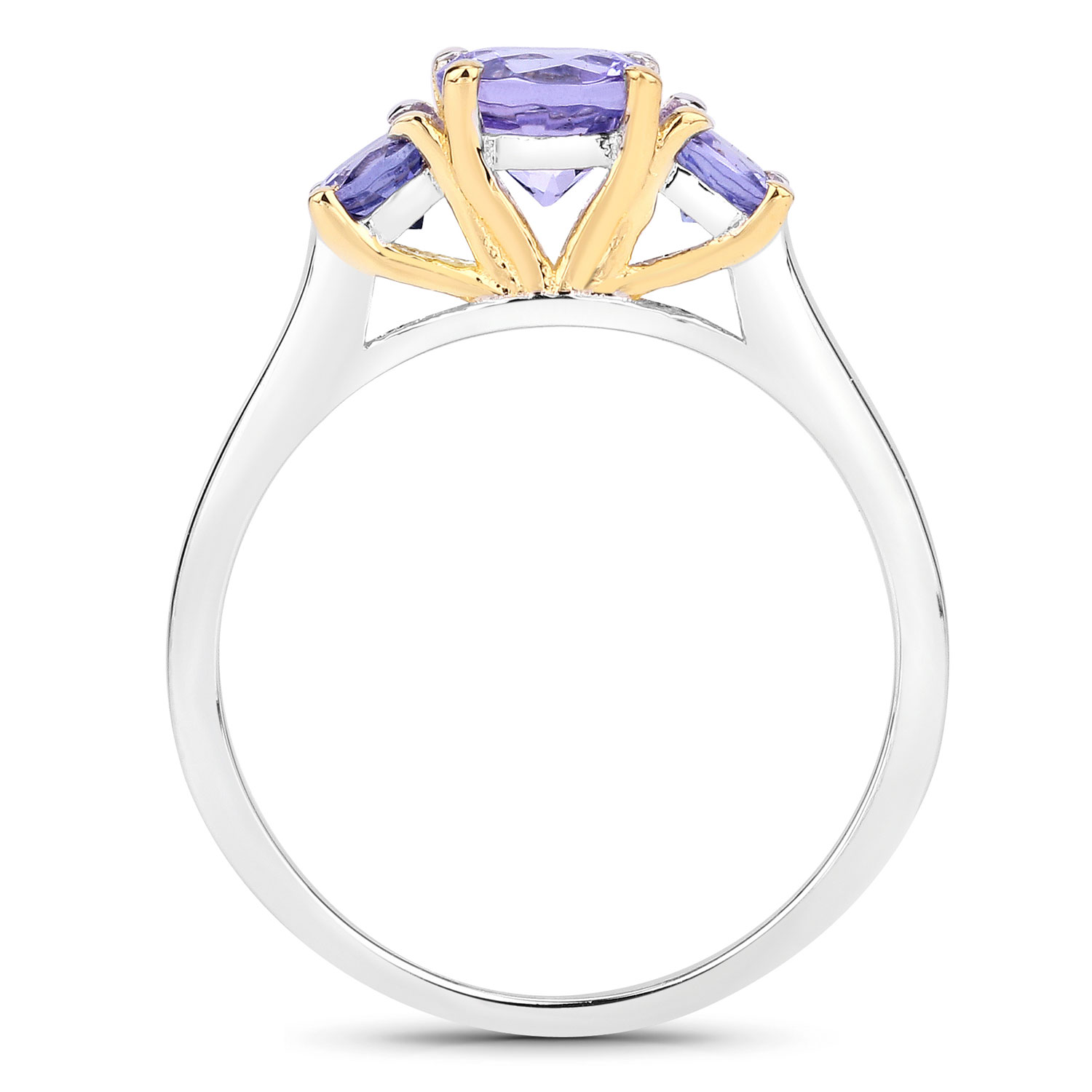 Two Tone Plated 1.07 Carat Genuine Tanzanite .925 Sterling Silver Ring Unknown Friendly Weight Sterling Silver - view 3