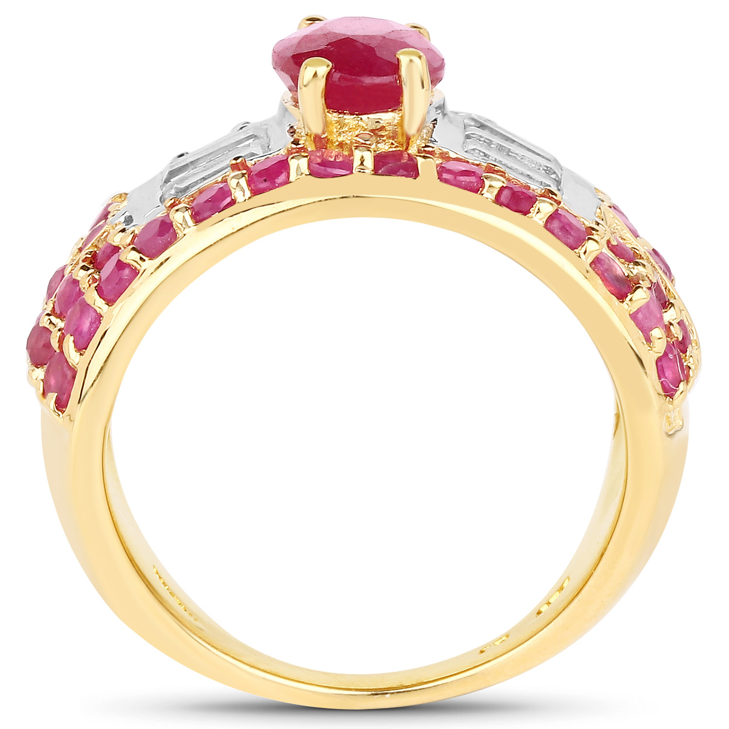 4.23 Carat Glass Filled Ruby and White Topaz .925 Sterling Silver Ring 4.23 C.T.W Sterling Silver - view 2
