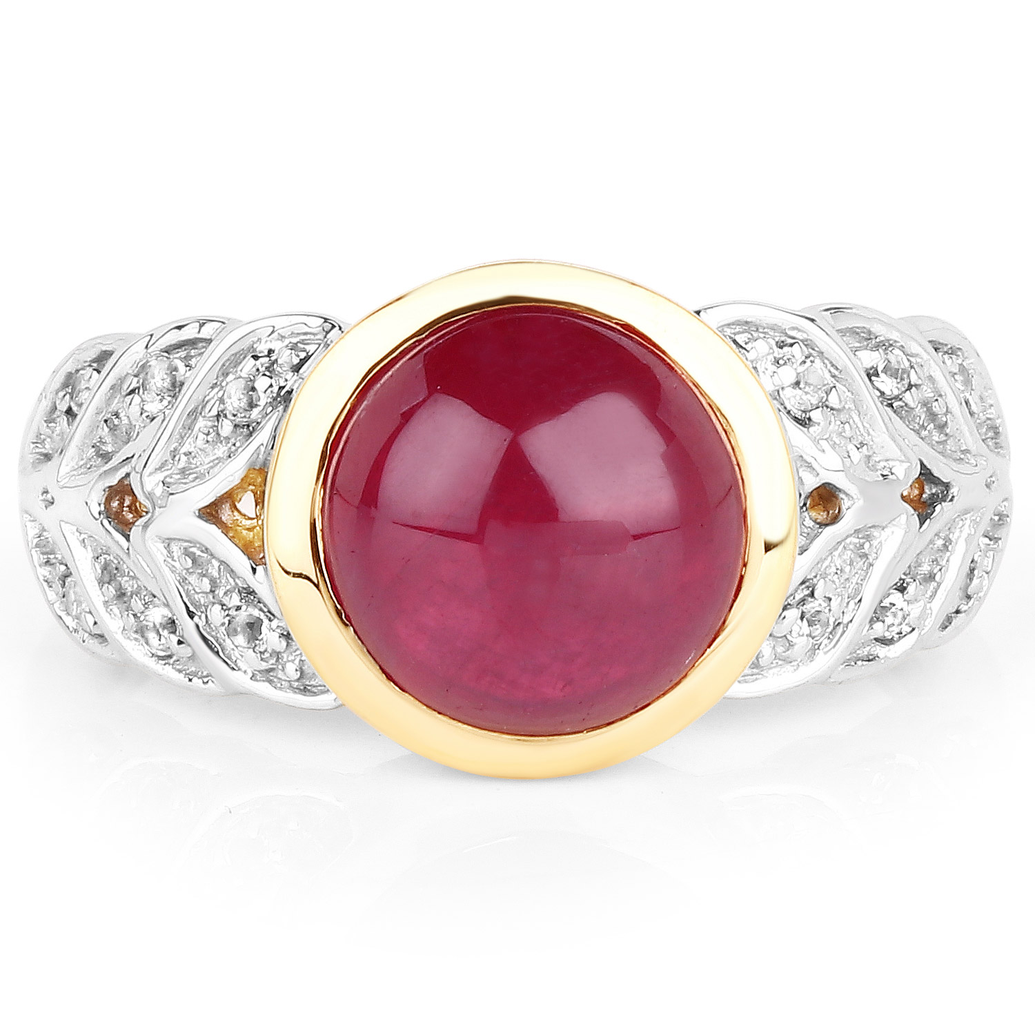 5.11 Carat Glass Filled Ruby and White Topaz .925 Sterling Silver Ring 5.11 C.T.W Sterling Silver - view 3