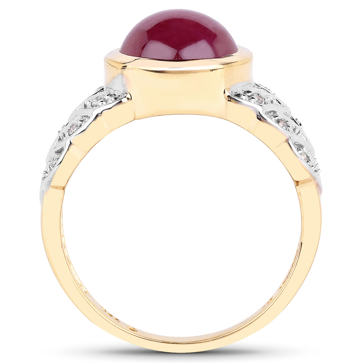 5.11 Carat Glass Filled Ruby and White Topaz .925 Sterling Silver Ring 5.11 C.T.W Sterling Silver - view 2