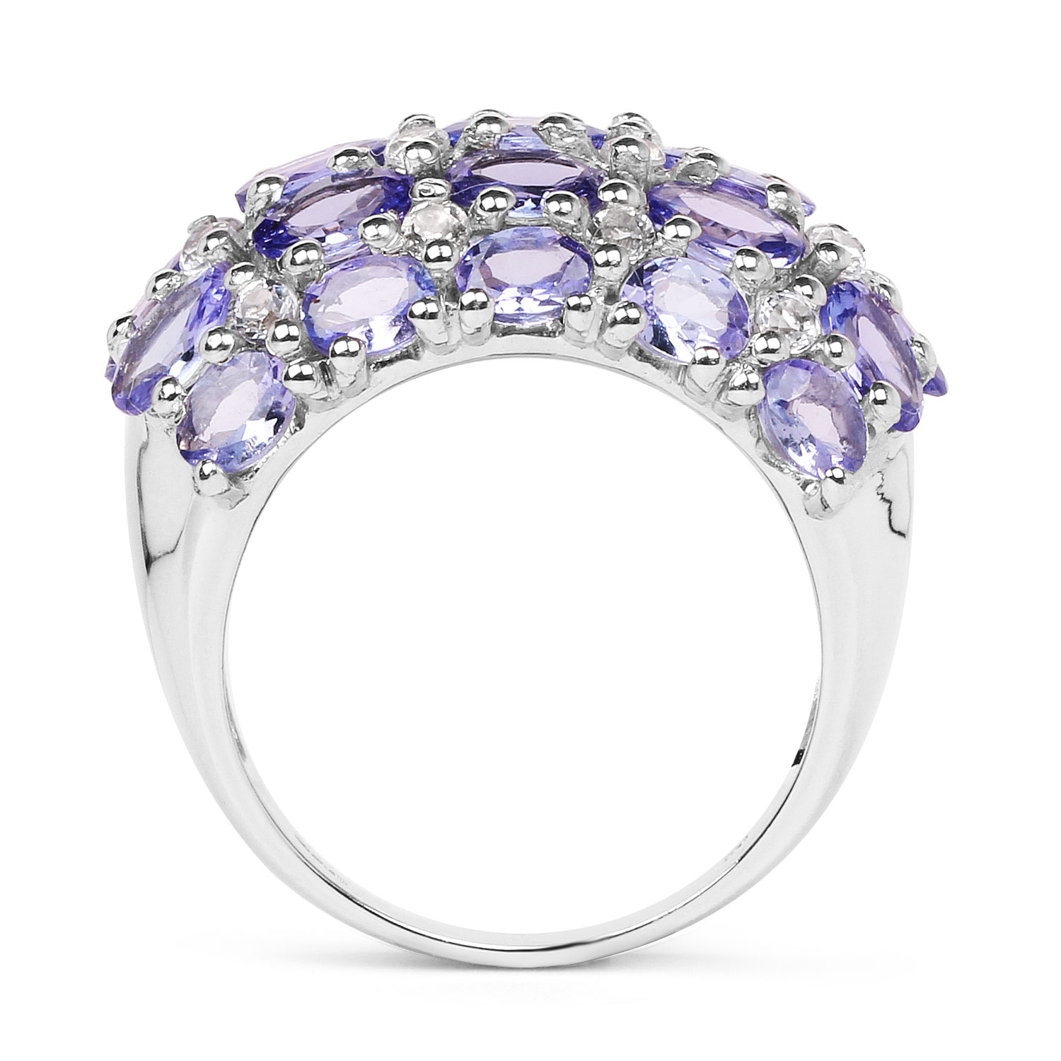 7.29 Carat Genuine Tanzanite and White Topaz .925 Sterling Silver Ring 7.29 C.T.W Sterling Silver - view 2