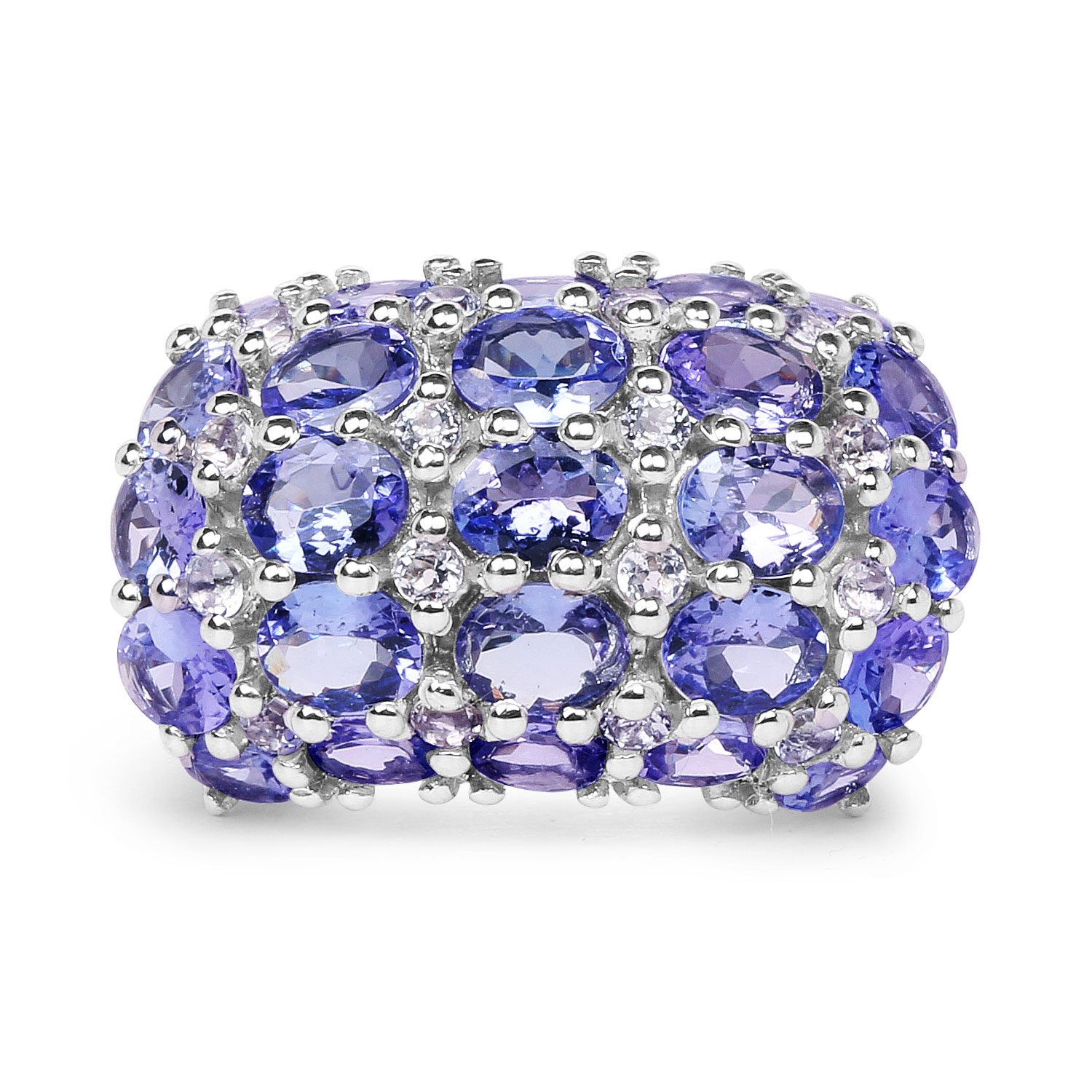 7.29 Carat Genuine Tanzanite and White Topaz .925 Sterling Silver Ring 7.29 C.T.W Sterling Silver - view 4