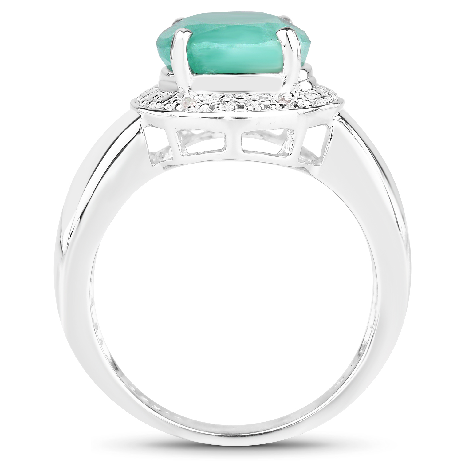 4.72 Carat Genuine Emerald and White Diamond .925 Sterling Silver Ring 4.72 C.T.W Sterling Silver - view 3
