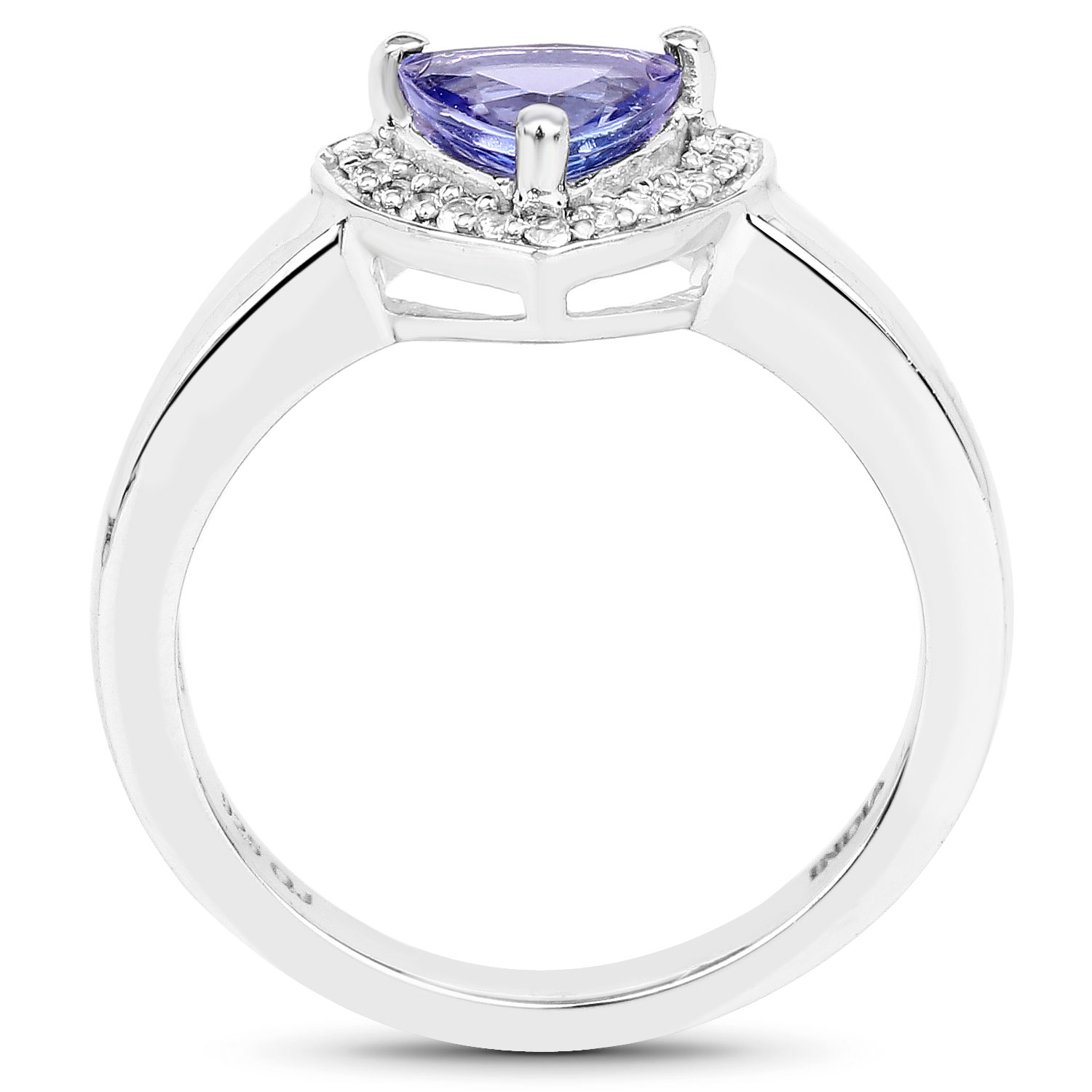 0.87 Carat Genuine Tanzanite and White Topaz .925 Sterling Silver Ring 0.87 C.T.W Sterling Silver - view 2