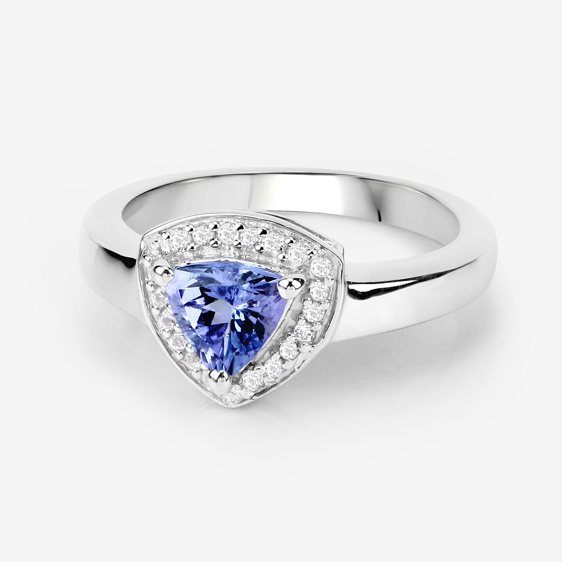 0.87 Carat Genuine Tanzanite and White Topaz .925 Sterling Silver Ring 0.87 C.T.W Sterling Silver - view 6