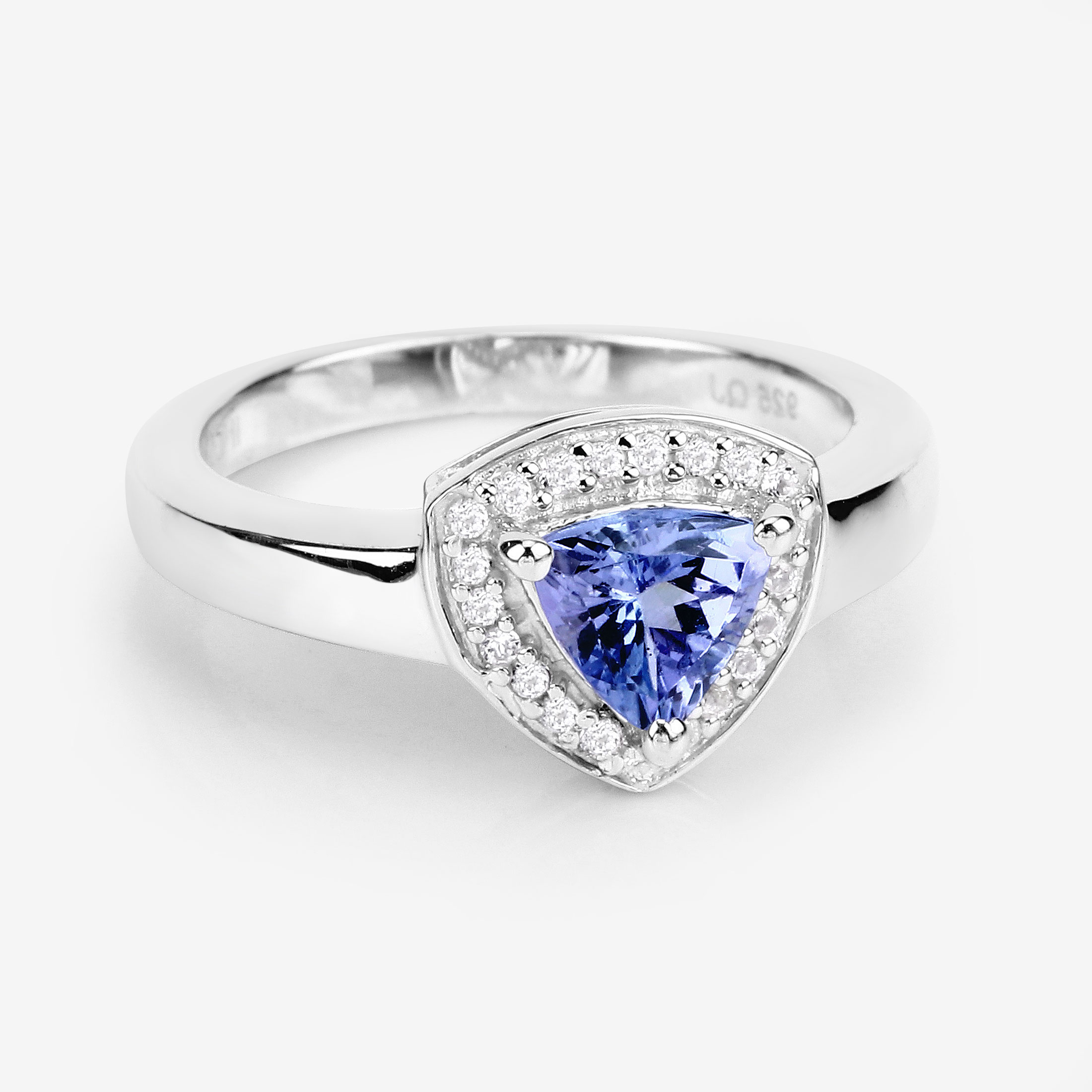 0.87 Carat Genuine Tanzanite and White Topaz .925 Sterling Silver Ring 0.87 C.T.W Sterling Silver - view 7