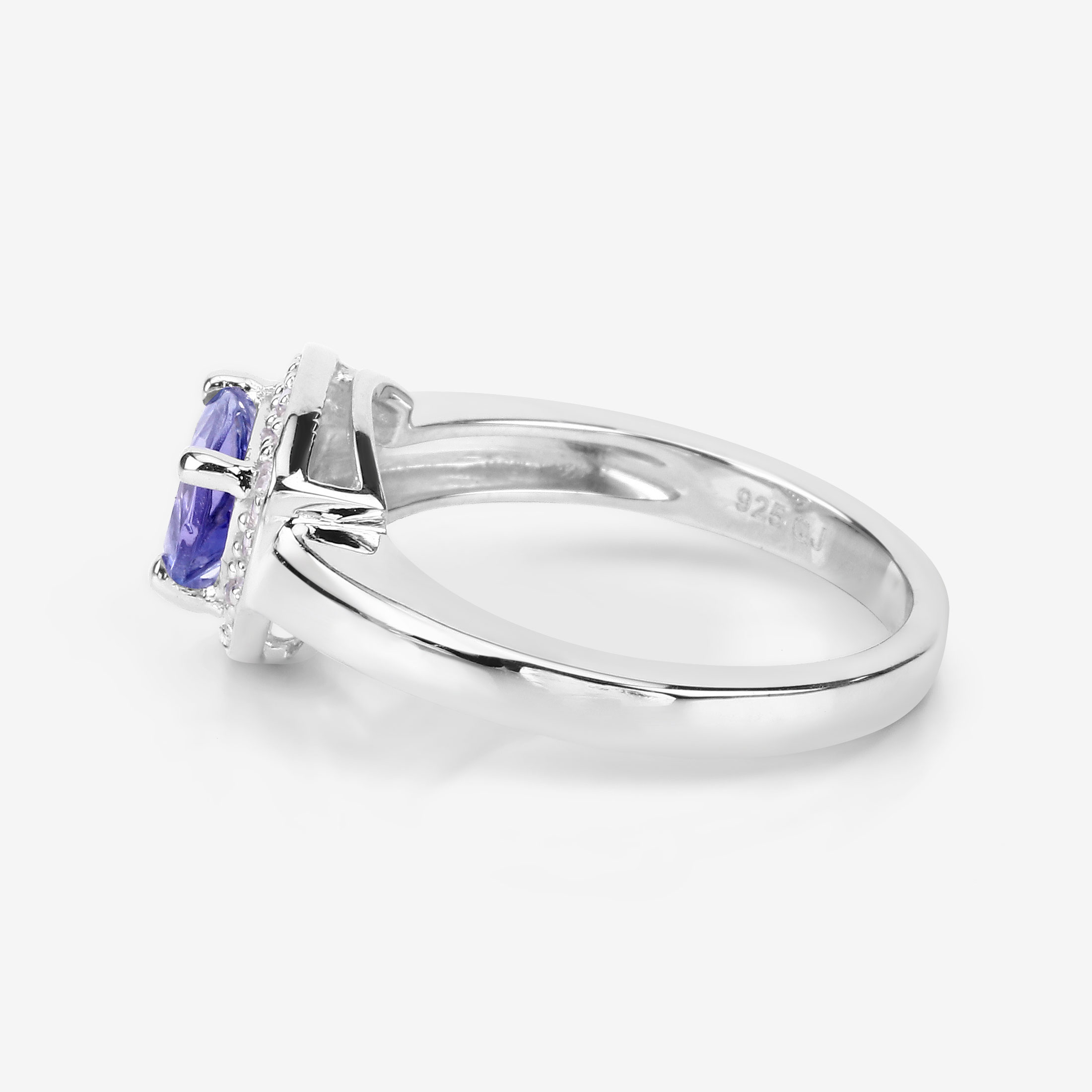 0.87 Carat Genuine Tanzanite and White Topaz .925 Sterling Silver Ring 0.87 C.T.W Sterling Silver - view 10