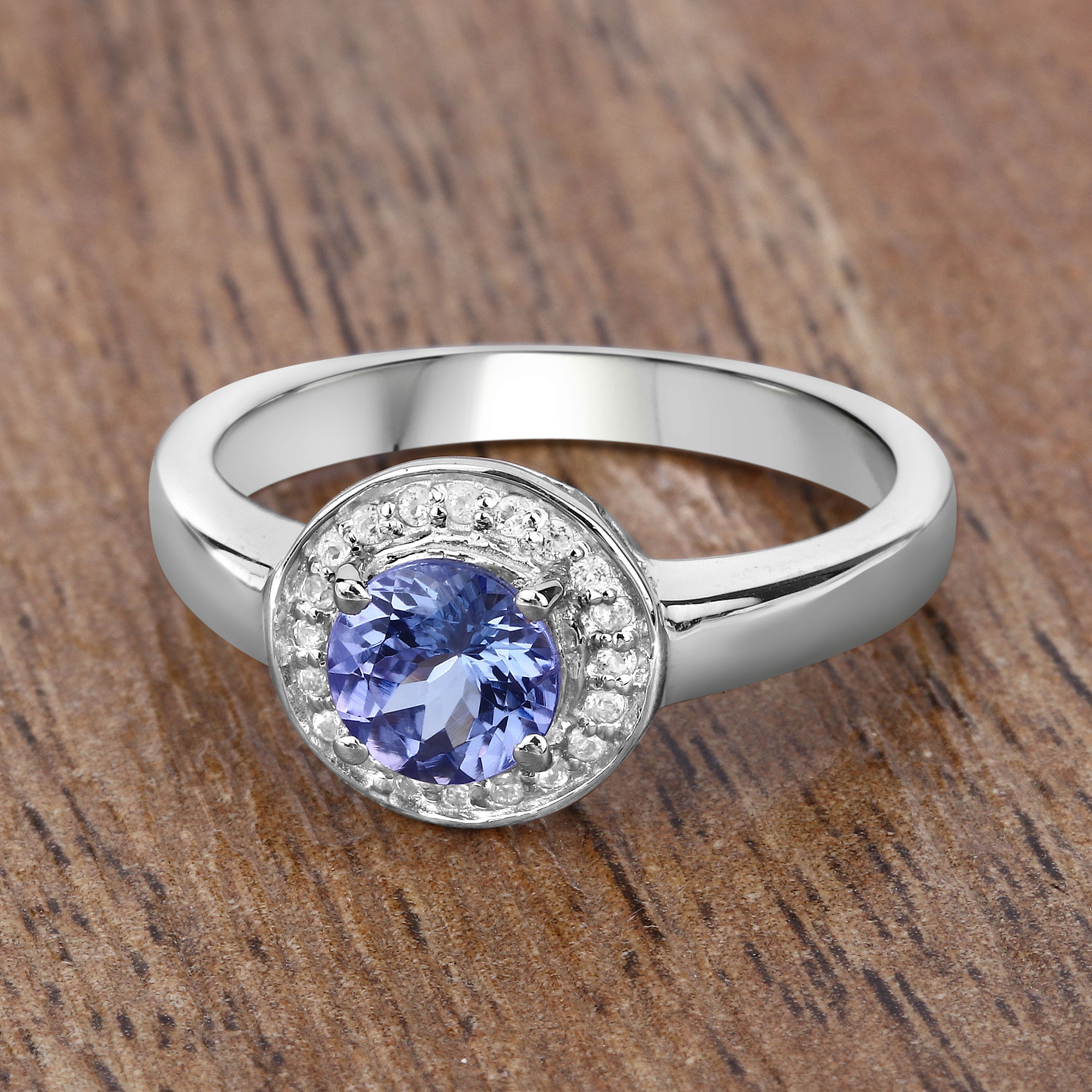 1.05 Carat Genuine Tanzanite and White Topaz .925 Sterling Silver Ring 1.05 C.T.W Sterling Silver - view 3
