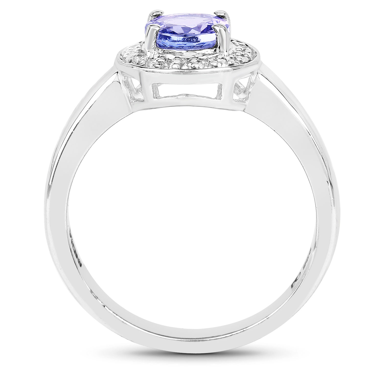 1.05 Carat Genuine Tanzanite and White Topaz .925 Sterling Silver Ring 1.05 C.T.W Sterling Silver - view 2