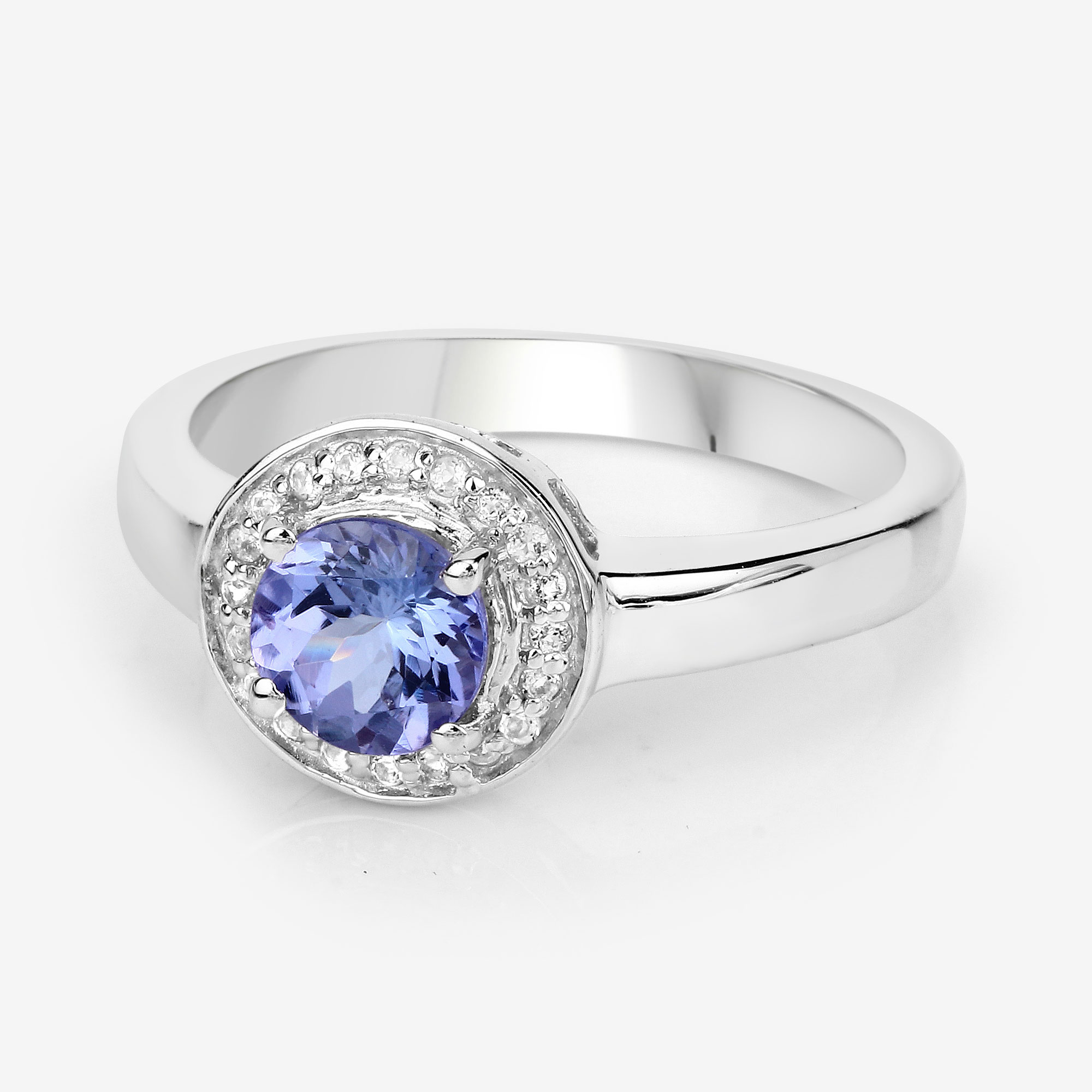 1.05 Carat Genuine Tanzanite and White Topaz .925 Sterling Silver Ring 1.05 C.T.W Sterling Silver - view 8
