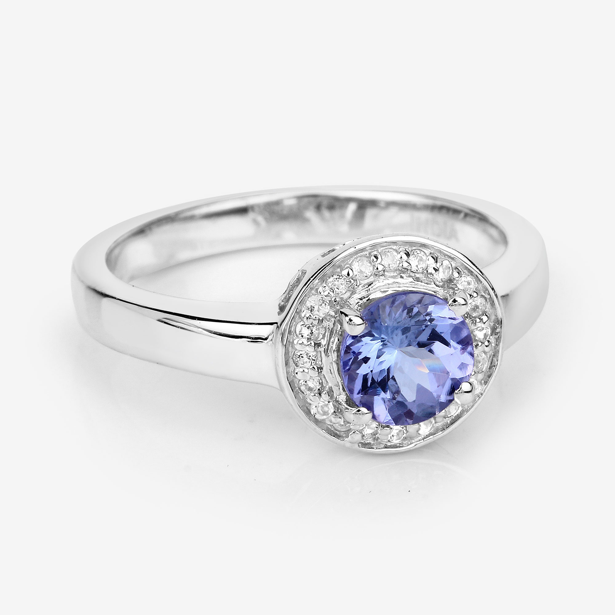 1.05 Carat Genuine Tanzanite and White Topaz .925 Sterling Silver Ring 1.05 C.T.W Sterling Silver - view 7