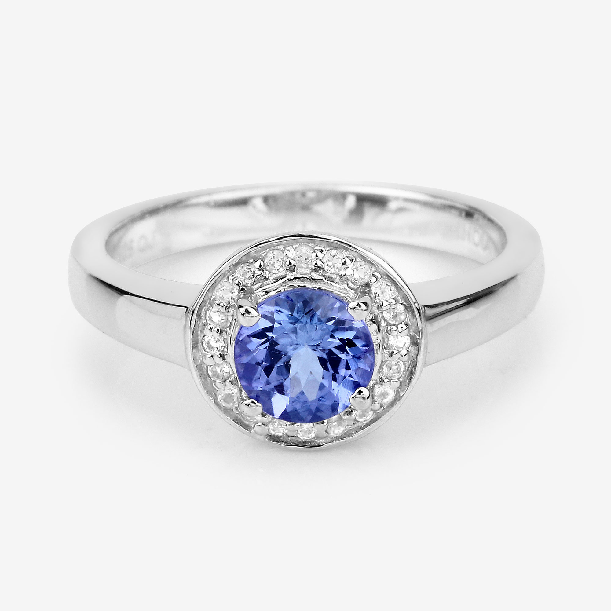 1.05 Carat Genuine Tanzanite and White Topaz .925 Sterling Silver Ring 1.05 C.T.W Sterling Silver - view 6