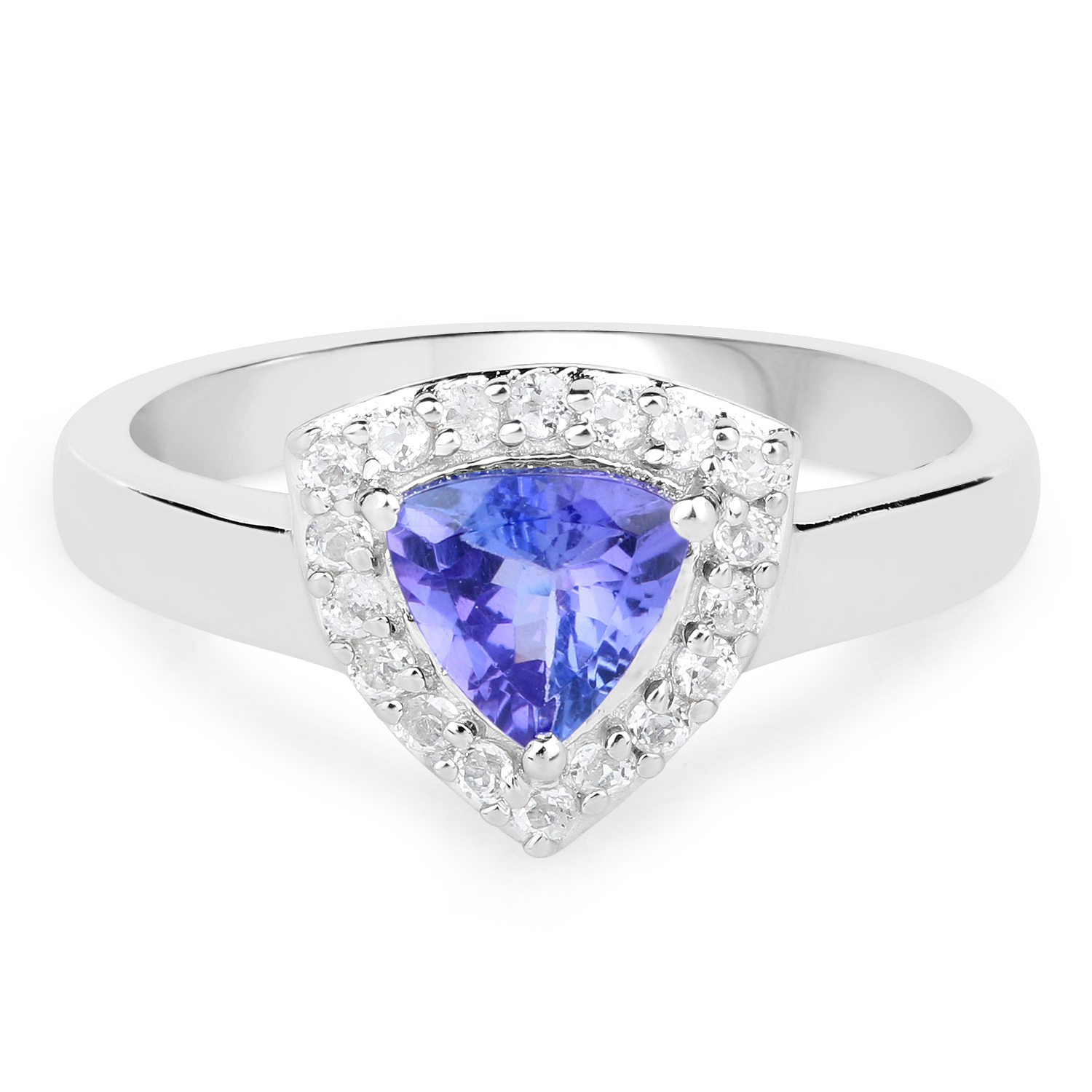 1.02 Carat Genuine Tanzanite and White Topaz .925 Sterling Silver Ring 1.02 C.T.W Sterling Silver - view 3