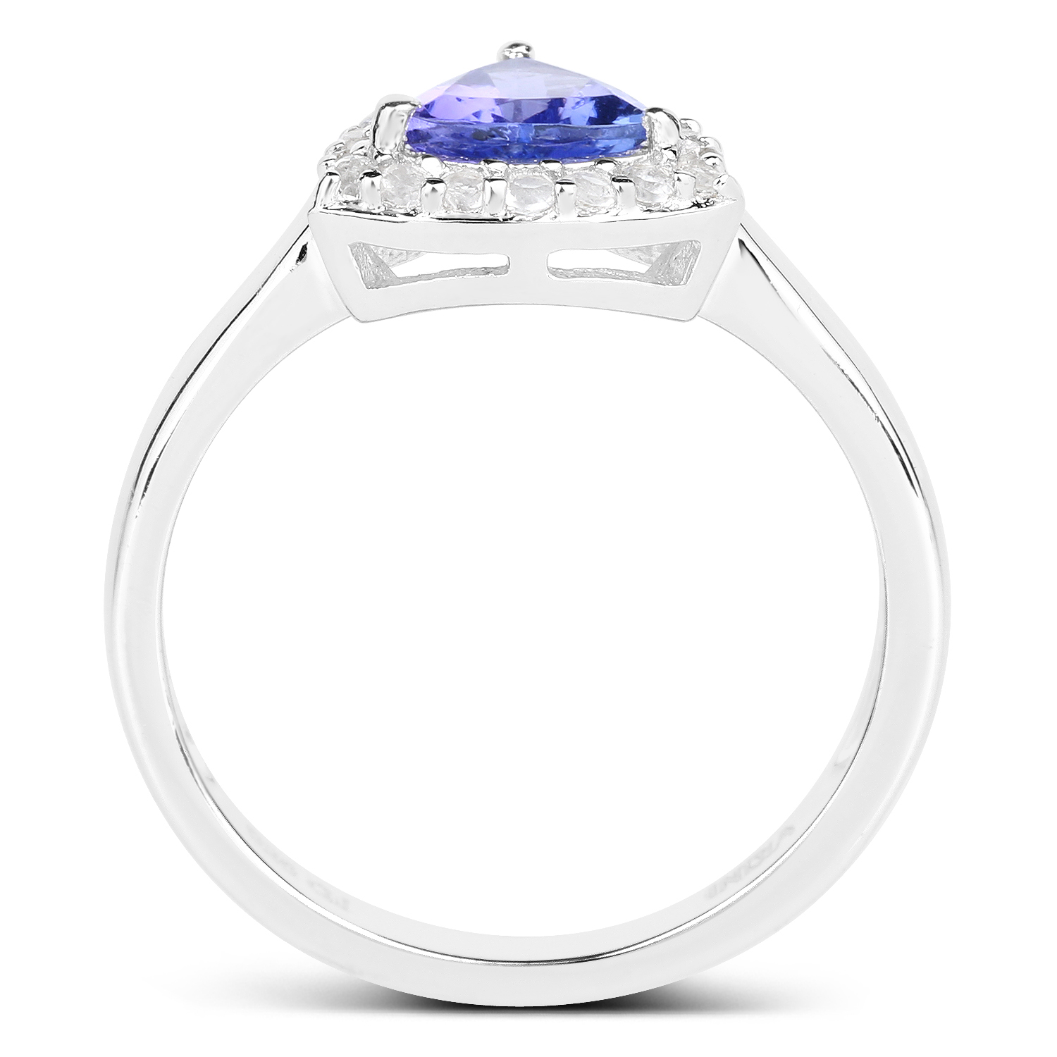 1.02 Carat Genuine Tanzanite and White Topaz .925 Sterling Silver Ring 1.02 C.T.W Sterling Silver - view 2