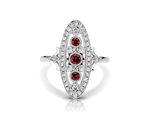 3 Stone Ruby Vintage Ring