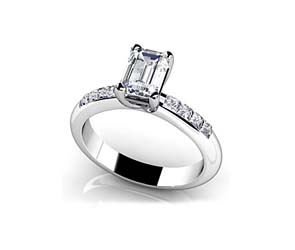 Emerald Cut Side Channel Ring