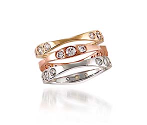 Tri-Color Stackable Wedding,Anniversary Ring