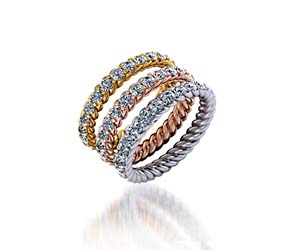 Stackable Tri-Color Rope Collection Wedding/Anniversary Ring