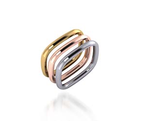 Tri-Color Stackable Wedding/Anniversary Rings