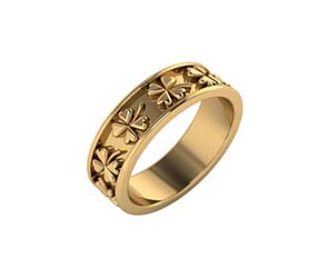 14K Gold Four Leaf Clover Eternity Band