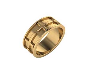 14K Gold Cross Eternity Band