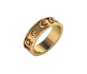 14K Gold Crescent Moon and Star Eternity Band