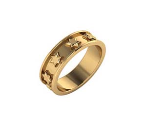 14K Gold Star of David Eternity Band