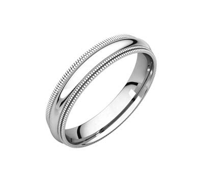 Ladies 4.0 mm Double Milgrain Comfort Fit Wedding Bands