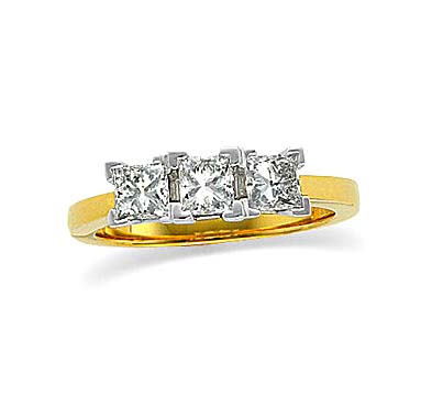 3 Stone Princess Anniversary Band 1.25 Carat Total Weight