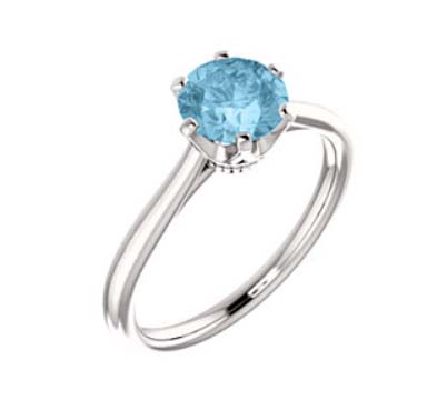 Aquamarine Engagement Ring 3/4 Carat Total Weight