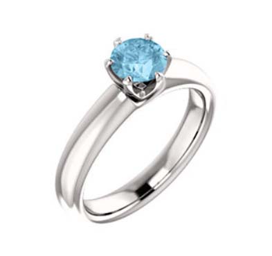 Aquamarine Solitaire Engagment Ring 0.45 Carat Total Weight