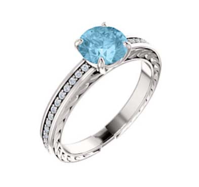 Aquamarine Engagement Ring 1.0 Carat Total Weight