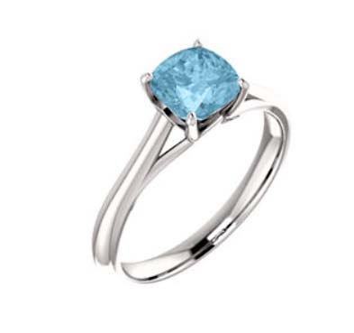 Cushion Cut Aquamarine Engagement Ring 1/2 Carat Total Weight