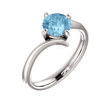 Aquamarine Soliraire Engagement Ring 0.65 Carat Total Weight