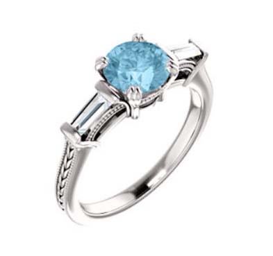 Aquamarine Engagment Ring 1.17 Carat Total Weight