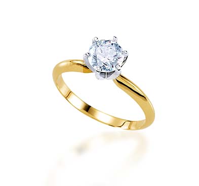 6 Prong Light Weight Engagement Ring 1/10 Carat Total Weight