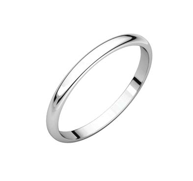 Ladies 2.0 mm Half Round Light Wedding Bands